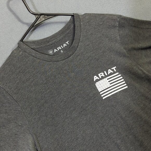 Ariat Other - Ariat Shirt Men's S Gray American Flag Logo Short Sleeve Crewneck Patriotic Tee